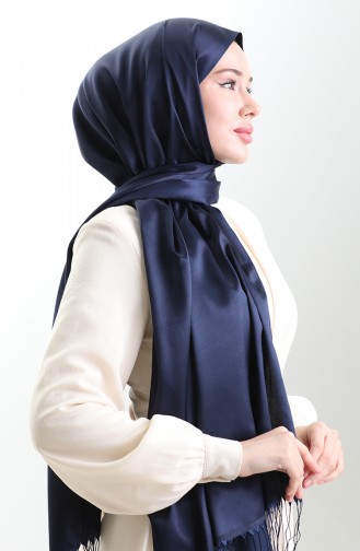 Châle Long à Franges En Viscose 70331-22 Bleu Marine 70331-22