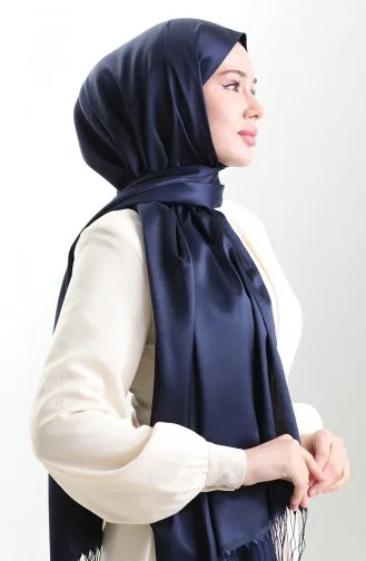 Langer Viskose Schal Mit Fransen 70331-22 Marineblau 70331-22