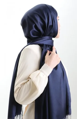 Langer Viskose Schal Mit Fransen 70331-22 Marineblau 70331-22