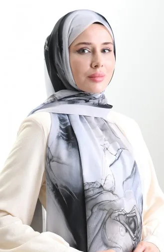 Hanzade Franse Zijden Sjaal 70328-02 Zwart Licht Nerts 70328-02