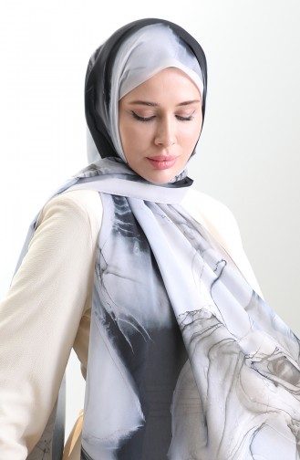 Hanzade Fransız İpeği Şal 70328-02 Siyah Açık Vizon