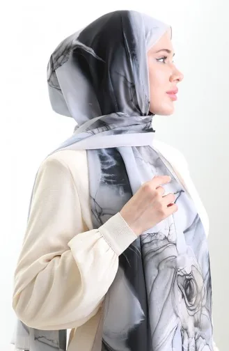 Hanzade Franse Zijden Sjaal 70328-02 Zwart Licht Nerts 70328-02