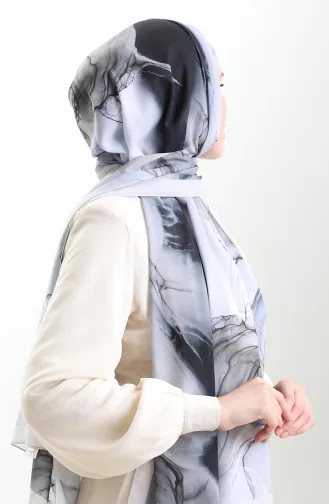 Hanzade Franse Zijden Sjaal 70328-02 Zwart Licht Nerts 70328-02