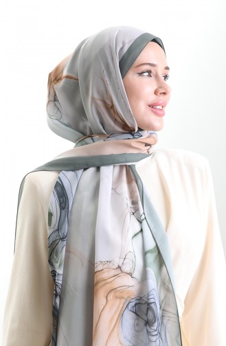 Hanzade Fransız İpeği Şal 70328-03 Haki Sütlü kahve