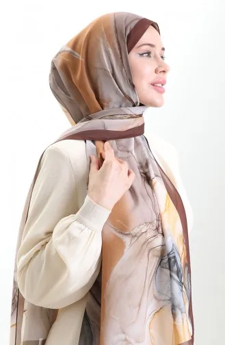 Hanzade Fransız İpeği Şal 70328-04 Hardal Kahverengi