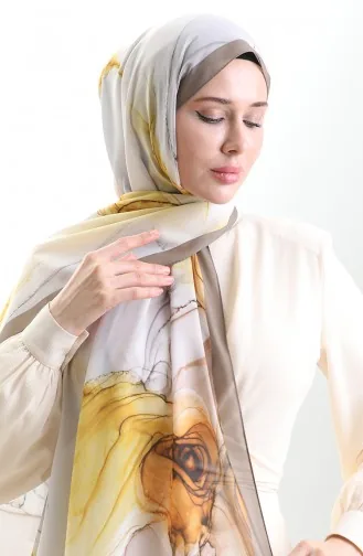 Châle En Soie Française Hanzade 70328-05 Beige Jaune 70328-05