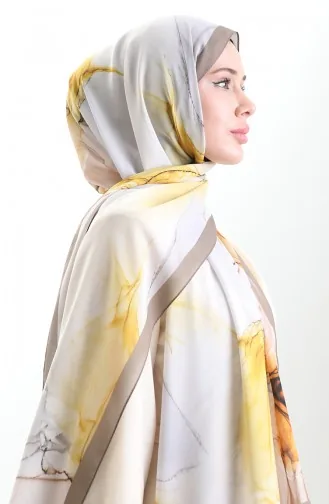 Châle En Soie Française Hanzade 70328-05 Beige Jaune 70328-05