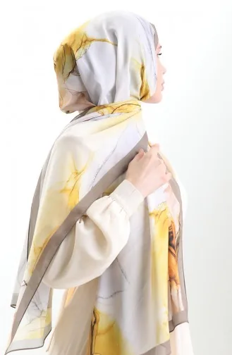 Châle En Soie Française Hanzade 70328-05 Beige Jaune 70328-05
