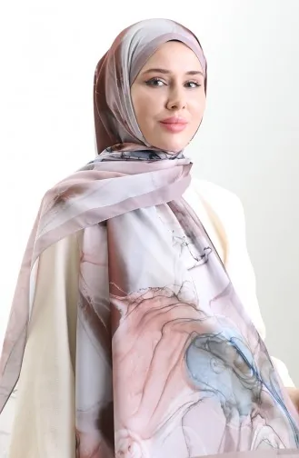 Hanzade Fransız İpeği Şal 70328-07 Vizon Pudra