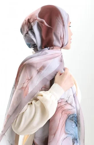 Hanzade Fransız İpeği Şal 70328-07 Vizon Pudra