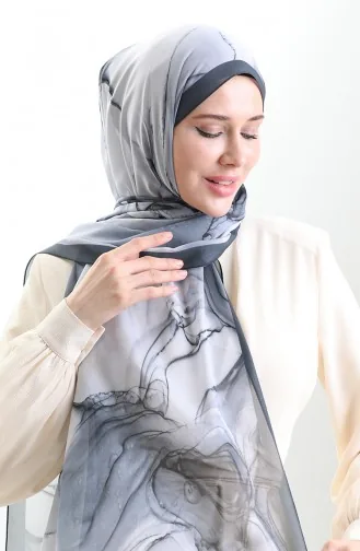 Hanzade Fransız İpeği Şal 70328-09 Antrasit Siyah