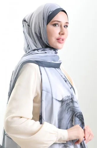 Hanzade Fransız İpeği Şal 70328-09 Antrasit Siyah