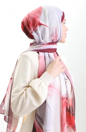 Hanzade Französischer Seidenschal 70328-10 Burgunder Koralle 70328-10