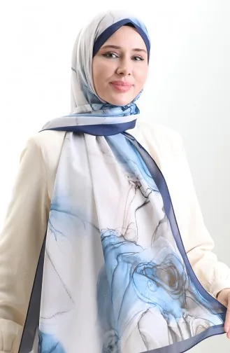 Hanzade Fransız İpeği Şal 70328-11 Lacivert Vizon