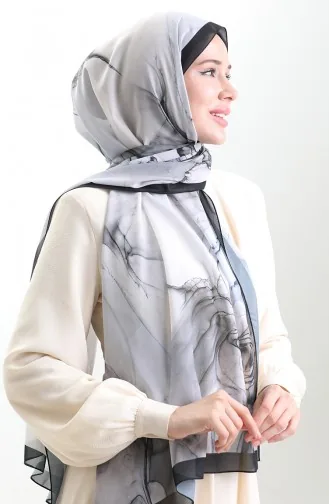 Hanzade Fransız İpeği Şal 70328-12 Siyah Gri