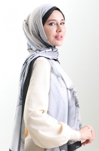 Hanzade French Silk Shawl 70328-12 Black Gray 70328-12