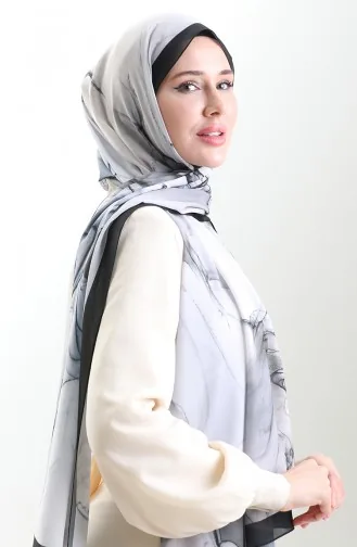 Hanzade Fransız İpeği Şal 70328-12 Siyah Gri