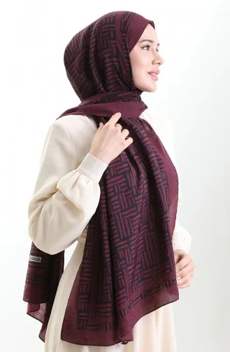 Karaca Doğal Elyaf Şal 82008-01 Mürdüm Siyah