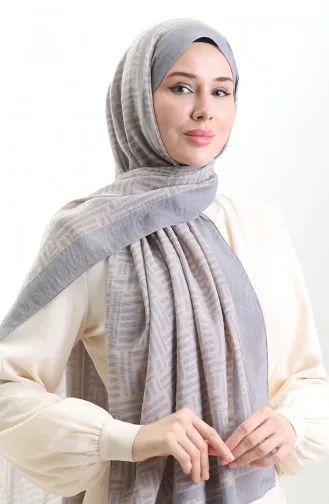 Châle En Fibres Naturelles Karaca 82008-03 Beige Gris 82008-03