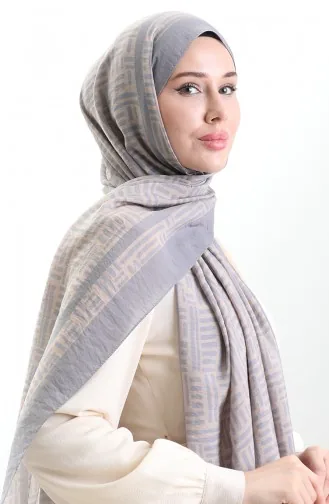 Châle En Fibres Naturelles Karaca 82008-03 Beige Gris 82008-03