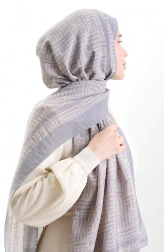 Châle En Fibres Naturelles Karaca 82008-03 Beige Gris 82008-03