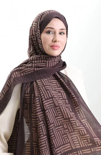 Karaca Doğal Elyaf Şal 82008-16 Kahverengi Sütlü kahve