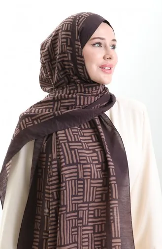 Karaca Doğal Elyaf Şal 82008-16 Kahverengi Sütlü kahve