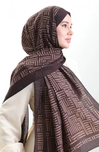 Karaca Doğal Elyaf Şal 82008-16 Kahverengi Sütlü kahve