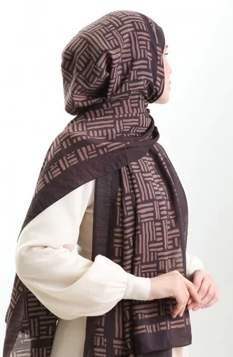 Karaca Doğal Elyaf Şal 82008-16 Kahverengi Sütlü kahve