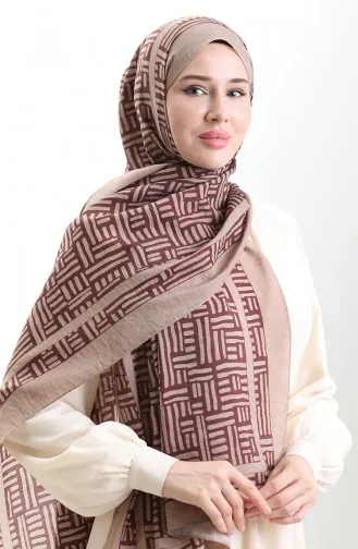 Karaca Doğal Elyaf Şal 82008-19 Sütlü kahve Mürdüm