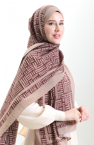 Karaca Natural Fiber Shawl 82008-19 Milk Coffee Damson 82008-19