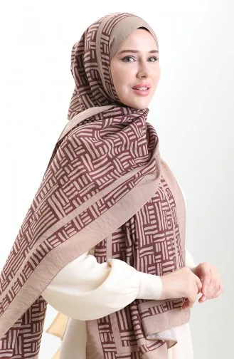 Karaca Doğal Elyaf Şal 82008-19 Sütlü kahve Mürdüm