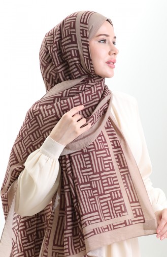 Karaca Natural Fiber Shawl 82008-19 Milk Coffee Damson 82008-19