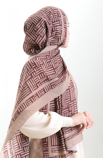 Karaca Natural Fiber Shawl 82008-19 Milk Coffee Damson 82008-19