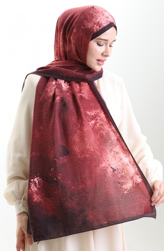 Châle En Fibre Naturelle Karaca 82010-11 Prune Bordeaux Rouge 82010-11