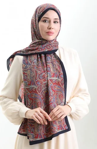 Karaca Patterned Mio Shawl 82011-01 Navy Blue Red 82011-01