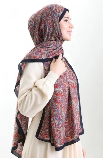 Karaca Patterned Mio Shawl 82011-01 Navy Blue Red 82011-01