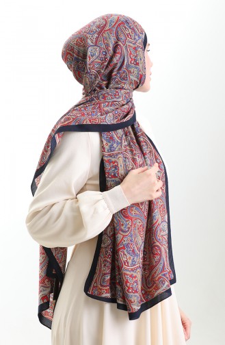 Karaca Desenli Mio Şal 82011-01 Lacivert Kırmızı