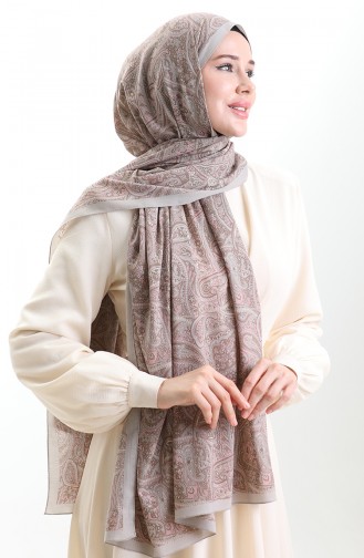 Karaca Desenli Mio Şal 82011-02 Gri Pudra