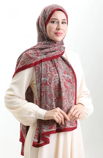 Karaca Patterned Mio Shawl 82011-03 Claret Red 82011-03