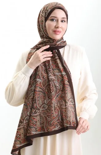 شال ميو من كاراكا بنقشة 82011-06 بلون القهوة المر 82011-06