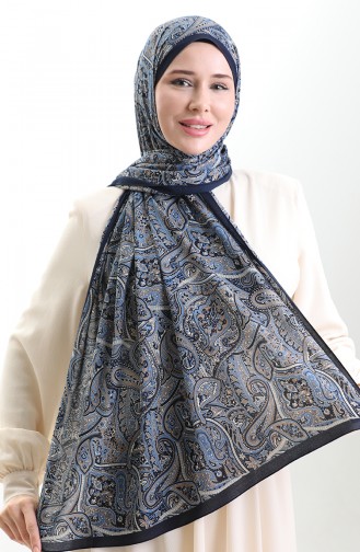 Karaca Gemusterter Mio-Schal 82011-07 Marineblau Indigo 82011-07