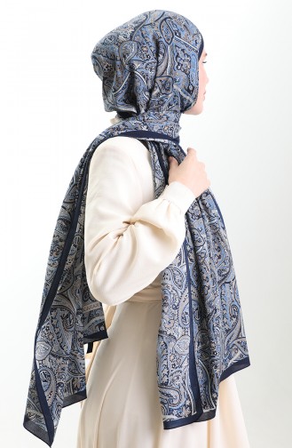 Karaca Gemusterter Mio-Schal 82011-07 Marineblau Indigo 82011-07