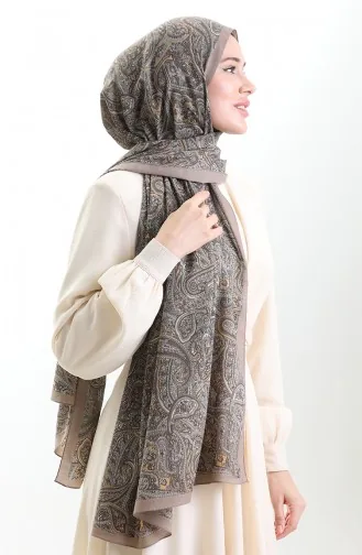 كاراجا شال ميو بتصميم مُطبع 82011-08 لون ذهبي مينك 82011-08