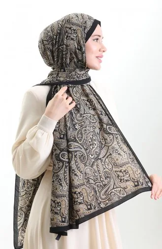 Karaca Patterned Mio Shawl 82011-09 Black Gold 82011-09