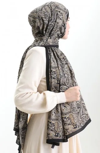 Karaca Patterned Mio Shawl 82011-09 Black Gold 82011-09