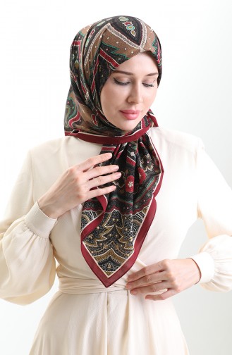Karaca Patroon Cupra Sjaal 82013-02 Claret Rood Zwart 82013-02