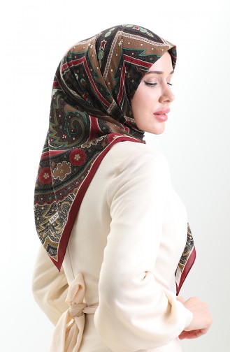 Karaca Patroon Cupra Sjaal 82013-02 Claret Rood Zwart 82013-02