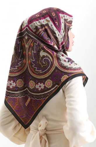 Karaca Patterned Cupra Scarf 82013-03 Black Purple 82013-03