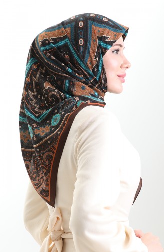 Karaca Cupra Schal Mit Muster 82013-05 Braun Türkis 82013-05